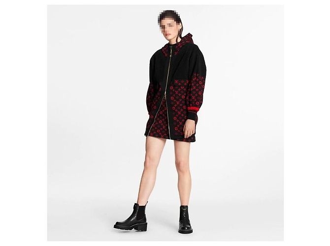 Louis Vuitton Oversized Strickjacke mit Monogramm aus Wolle für Damen - Saison Schwarz - Ansicht 7