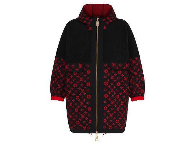 Louis Vuitton Oversized Strickjacke mit Monogramm aus Wolle für Damen - Saison Schwarz - Ansicht 8
