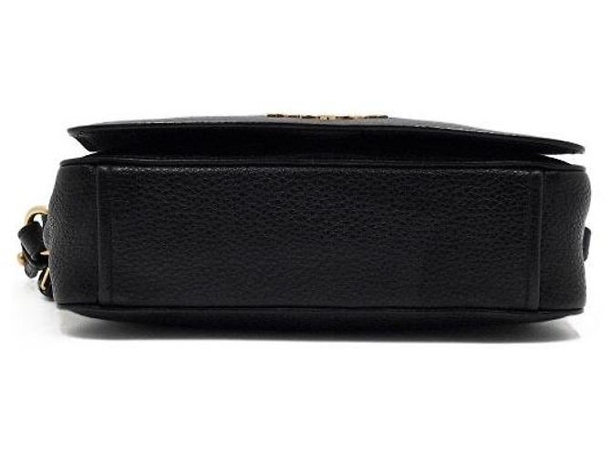 Prada Borsa a tracolla in pelle nera con patta e logo dorato Nero - vista 8