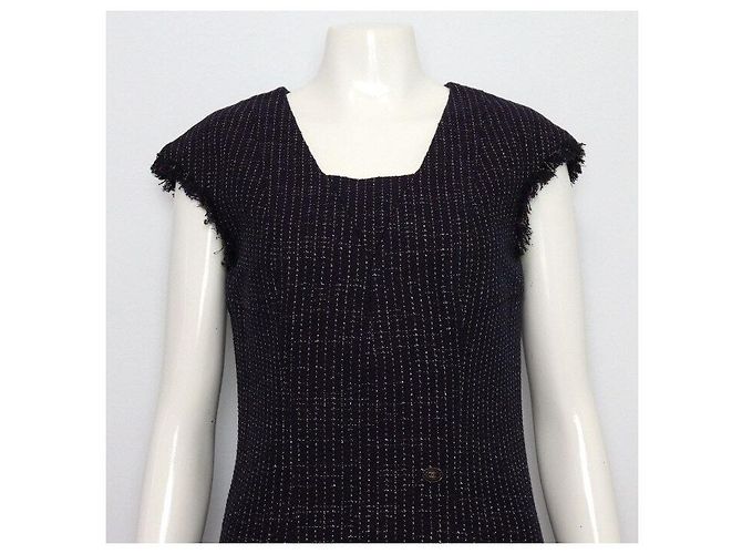 Chanel Vestido sin mangas de tweed Season Púrpura - vista 2