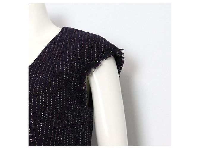 Chanel Vestido sin mangas de tweed Season Púrpura - vista 3