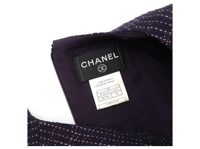 Chanel Vestido sin mangas de tweed Season Púrpura - vista 5