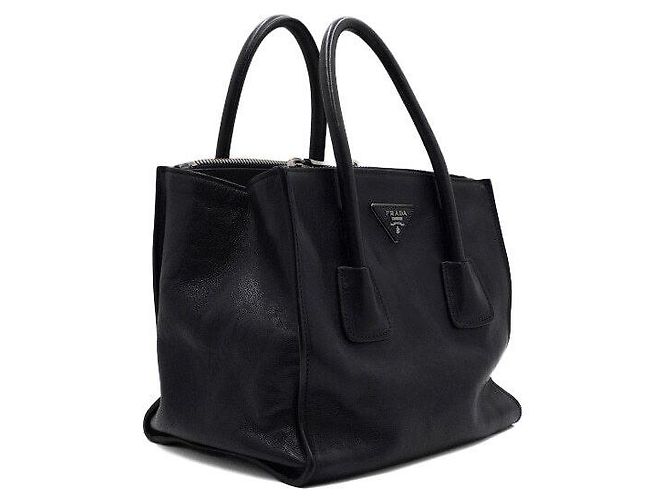 Prada Tote e borsa a tracolla in vitello laccato nero - vista 3