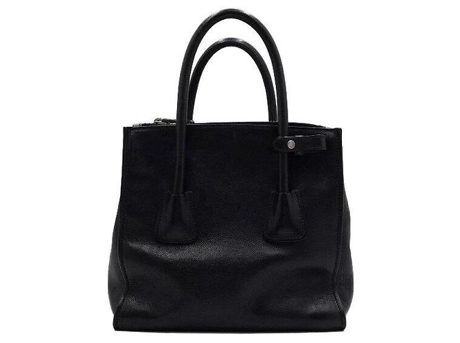 Prada Tote e borsa a tracolla in vitello laccato nero - vista 4