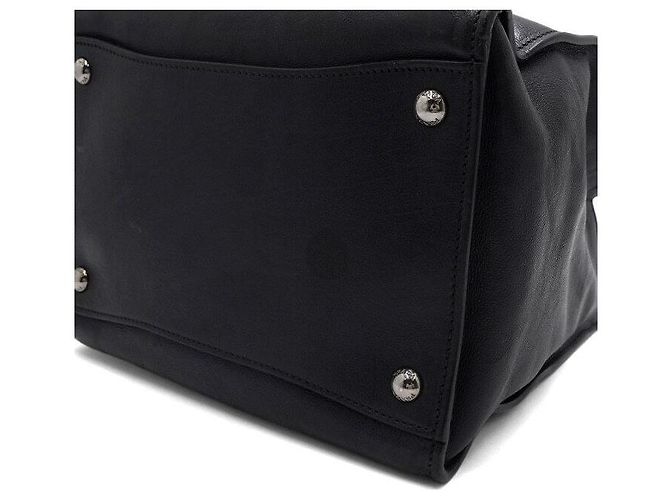 Prada Tote e borsa a tracolla in vitello laccato nero - vista 7