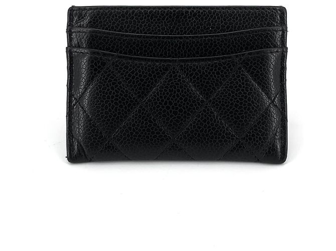 Chanel Klassischer Caviar Kartenhalter vergoldet mit Kartenfächern Schwarz - Ansicht 3