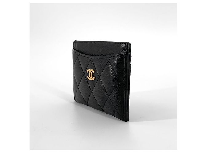 Chanel Klassischer Caviar Kartenhalter vergoldet mit Kartenfächern Schwarz - Ansicht 4