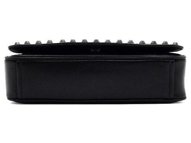 Prada Borsa a tracolla e crossbody Grace in pelle di vitello con borchie e patta nera con catena logo Blu - vista 7