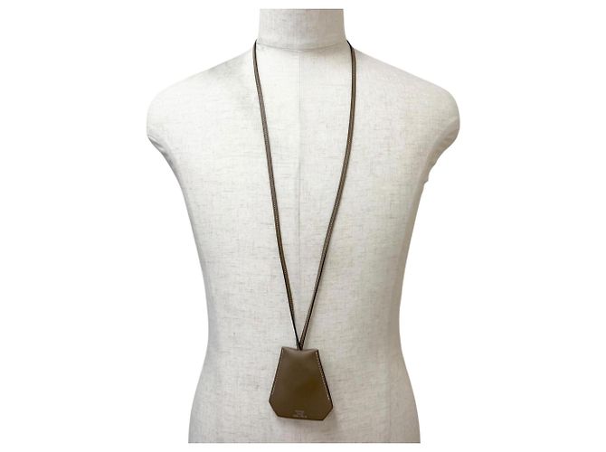 Hermès Collar Clochette de cuero grande Hermes Gris pardo - vista 2