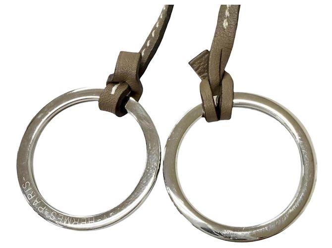 Hermès Collar Clochette de cuero grande Hermes Gris pardo - vista 5