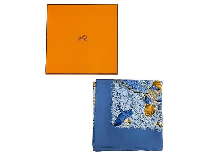 Hermès Hermes La Trêve de L'Eau Seidentuch Blau Mehrfarben - Ansicht 2