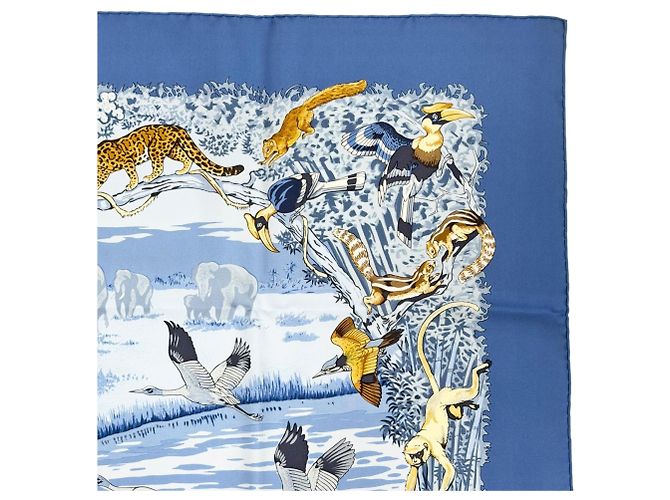 Hermès Hermes La Trêve de L'Eau Seidentuch Blau Mehrfarben - Ansicht 4