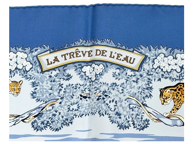 Hermès Hermes La Trêve de L'Eau Seidentuch Blau Mehrfarben - Ansicht 7