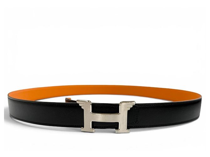 Hermès Hermes Constance Pegasus Reversible Belt Black Orange - view 2