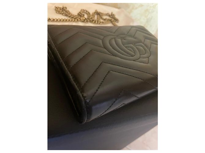 Gucci Marmont Borsa a Tracolla in Pelle Nera Nero - vista 8