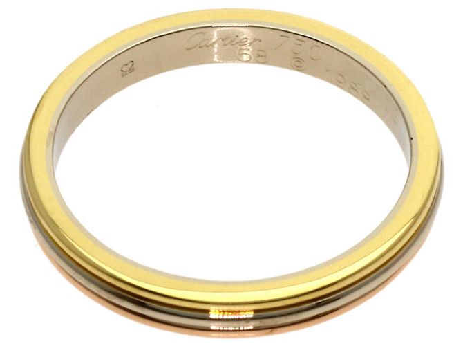 Anello a fascia in oro 18K tricolore Cartier - vista 4