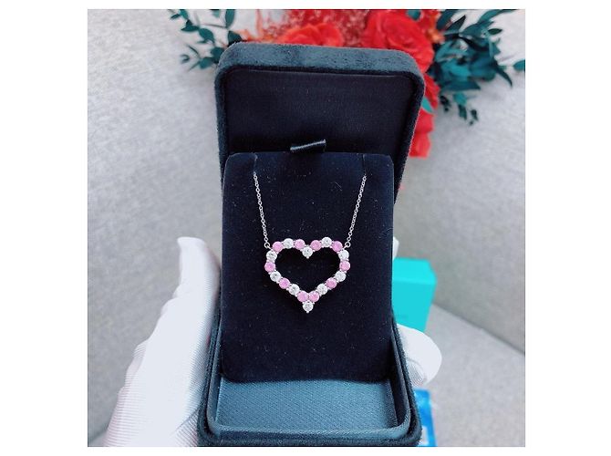 Tiffany & Co. Collana Cuore Zaffiri Rosa e Diamanti Bianco - vista 3