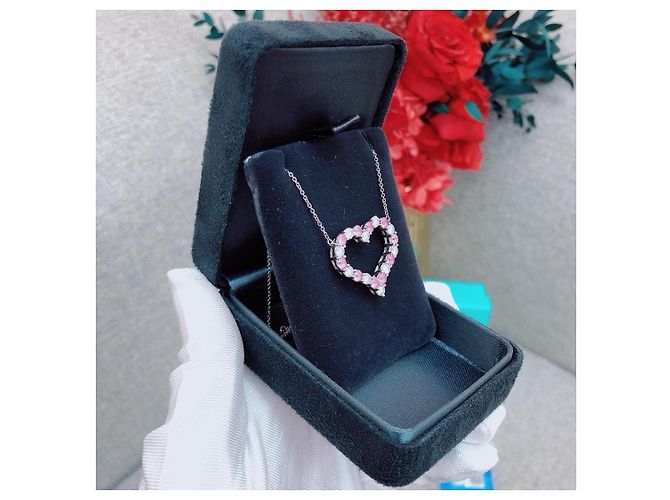 Tiffany & Co. Collana Cuore Zaffiri Rosa e Diamanti Bianco - vista 5