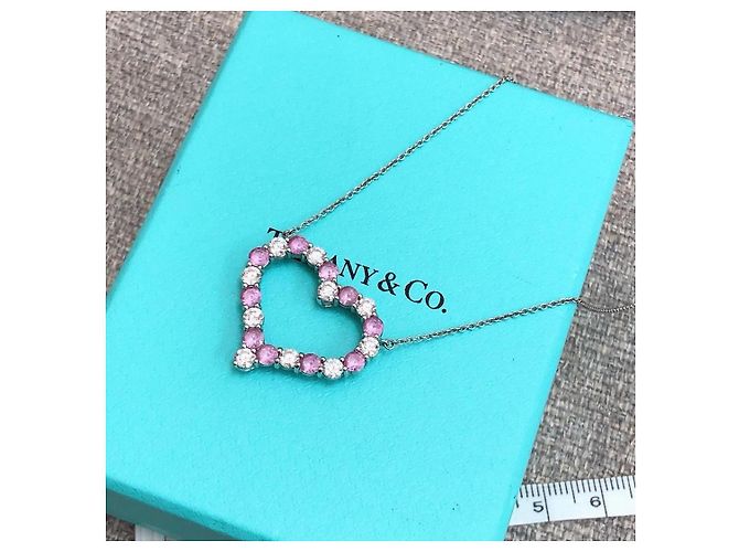 Tiffany & Co. Collana Cuore Zaffiri Rosa e Diamanti Bianco - vista 6