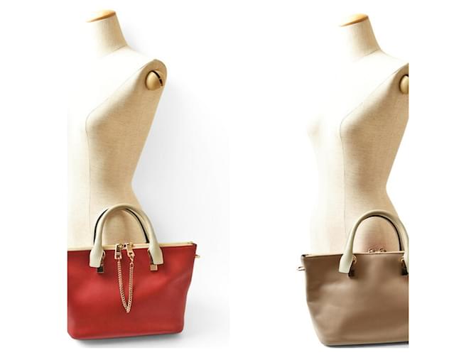 Chloé Baylee Ledertasche Rot Beige - Ansicht 3