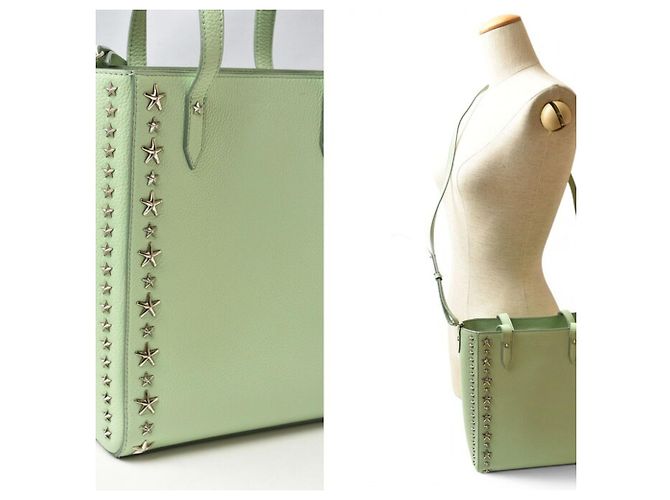 Borsa a tracolla in pelle Jimmy Choo Pegasi N S Peppermint con borchie a stella Verde - vista 3