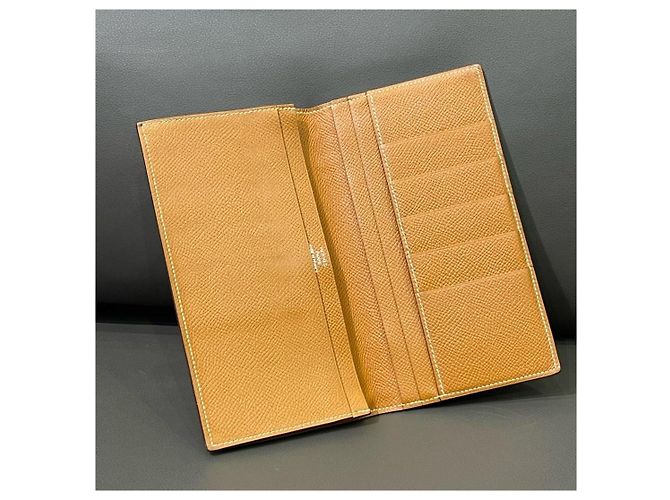 Cartera Hermès Bearn Gusset en piel Epsom Castaño - vista 4