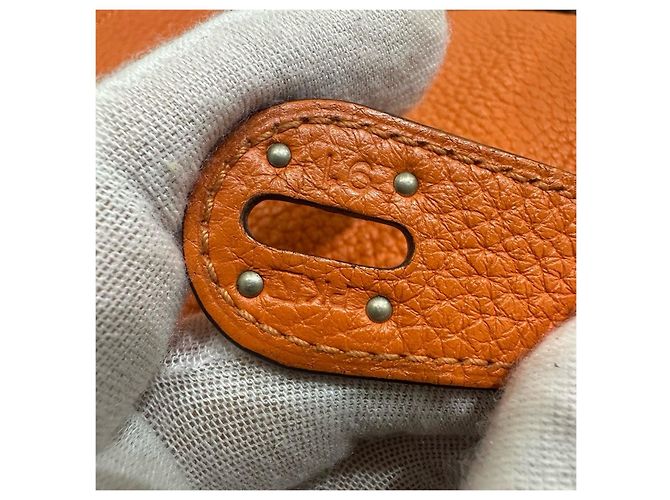 Borsa Hermès Lindy 30 in pelle Taurillon Clemence Arancione - vista 8