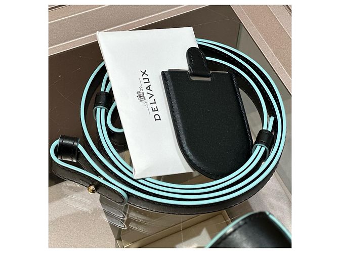 Borsa Delvaux Tempete Mini in pelle nera con bordi azzurro chiaro Nero Blu chiaro - vista 8