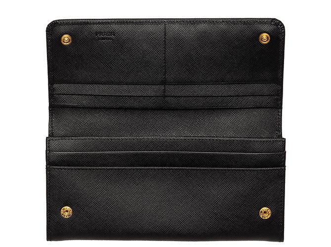 Prada Black Saffiano Lux Bow Continental Wallet - view 4