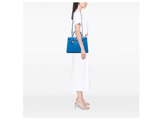 Hermès Blue Epsom Kelly II Sellier 35 - vista 6