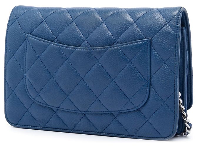 Chanel Blue CC gestepptes Caviar Wallet on Chain Blau - Ansicht 2