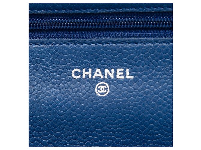 Chanel Blue CC gestepptes Caviar Wallet on Chain Blau - Ansicht 5