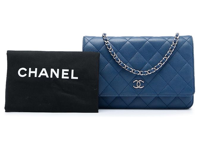 Chanel Blue CC gestepptes Caviar Wallet on Chain Blau - Ansicht 7