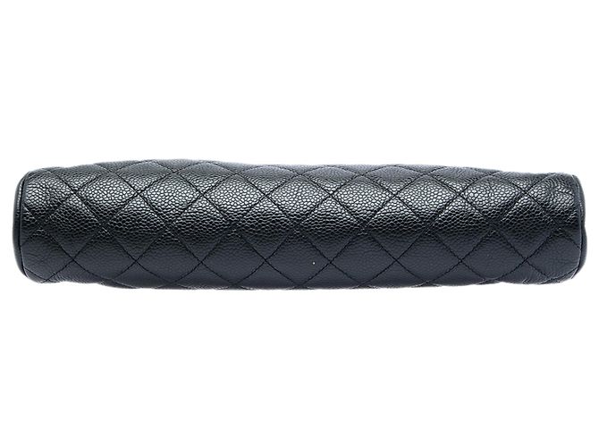Clutch Chanel Black Quilted Caviar Timeless Kisslock Nero - vista 3