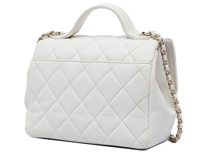 Chanel White Small Quilted Caviar Business Affinity Top Handle Flap Blanco - vista 2