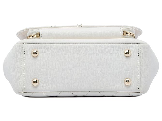 Chanel White Small Quilted Caviar Business Affinity Top Handle Flap Blanco - vista 3