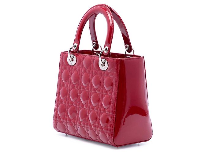 Lady Dior Cannage Dior rot Lackleder Medium Bordeaux - Ansicht 2