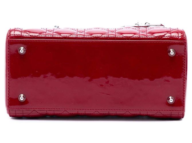Lady Dior Cannage Dior rot Lackleder Medium Bordeaux - Ansicht 3