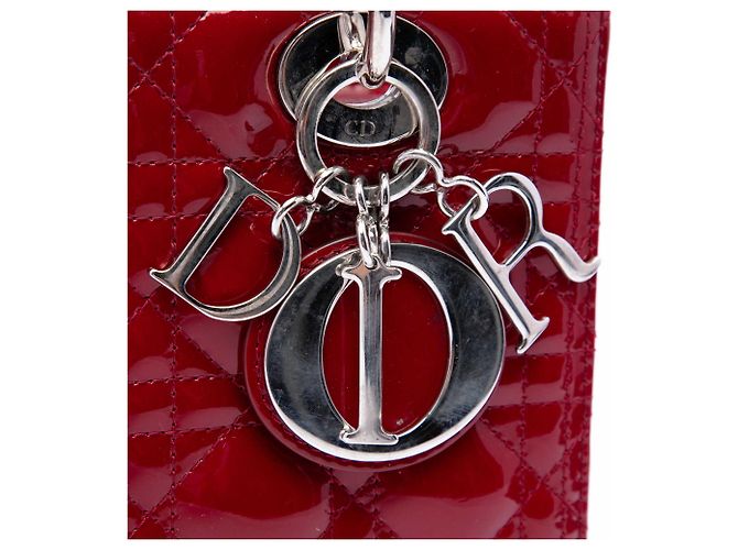 Lady Dior Cannage Dior rot Lackleder Medium Bordeaux - Ansicht 5