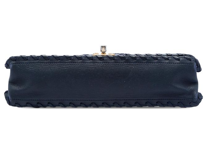 Chanel Blue Medium Quilted Iridescent Calfskin Happy Stitch Flap Blu navy - vista 3