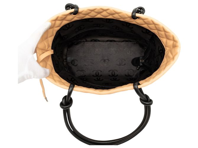 Tote Chanel Beige Large Quilted Lambskin Cambon Ligne - vista 4