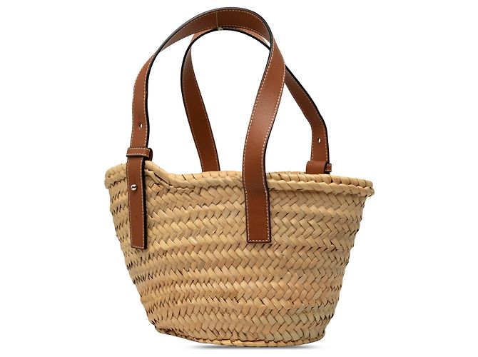 Borsa Tote LOEWE Beige Small Raffia Anagram - vista 2