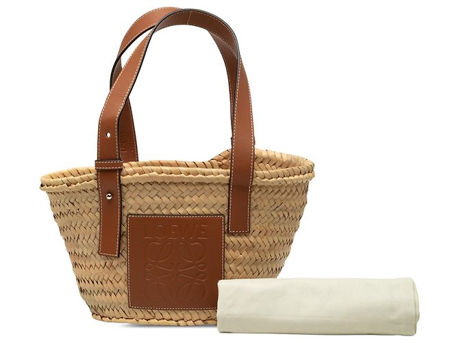 Borsa Tote LOEWE Beige Small Raffia Anagram - vista 7
