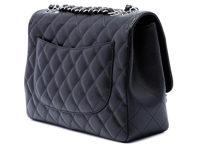 Chanel Black Jumbo Classic Caviar Single Flap Nero - vista 2