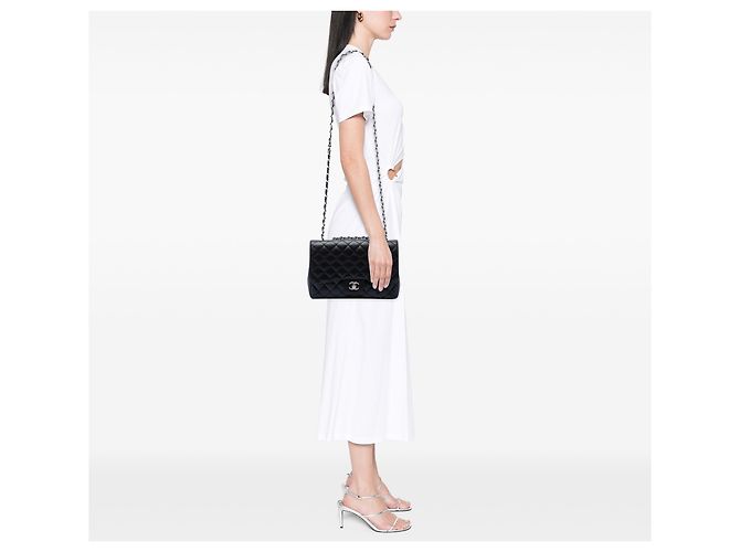 Chanel Black Jumbo Classic Caviar Single Flap Nero - vista 6