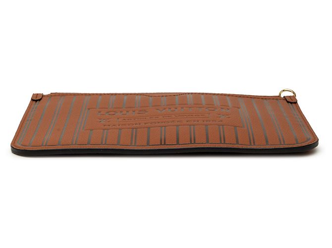 Pochette Louis Vuitton Neverfull Inside Out MM in pelle di vitello marrone - vista 3