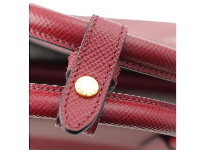 Prada Red Medium Saffiano Cuir Double Satchel Rosso Bordò - vista 11