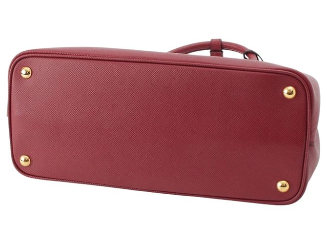 Prada Red Medium Saffiano Cuir Double Satchel Rosso Bordò - vista 5