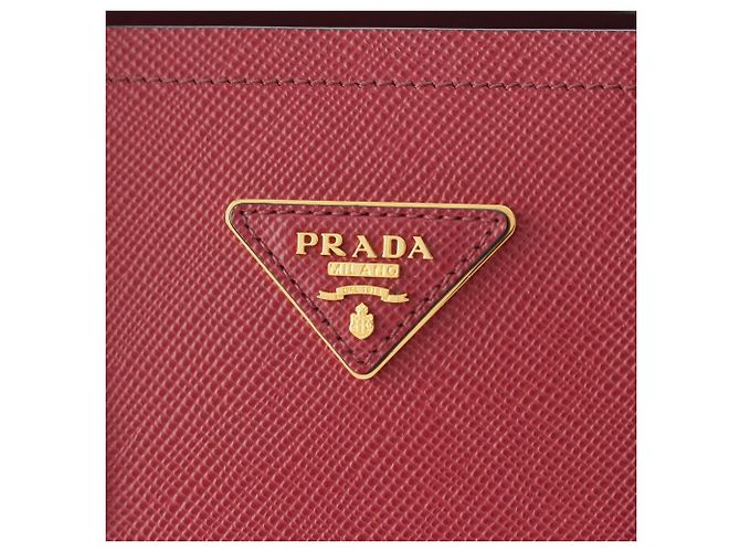 Prada Red Medium Saffiano Cuir Double Satchel Rosso Bordò - vista 8