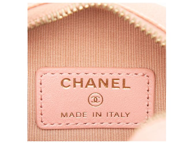Chanel Pink CC gesteppte iridisierende Caviar Rund-Clutch mit Kette - Ansicht 5